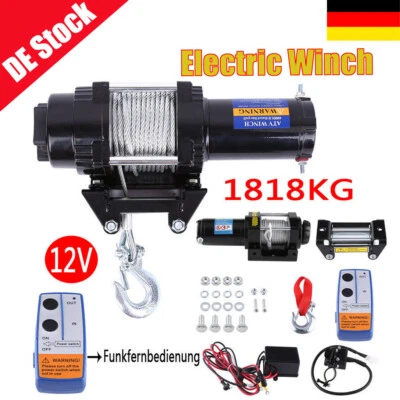 4000lbs Elektrische Seilwinde Winch ATV Anhänger LKW Auto 12V Fernbedienung DE
