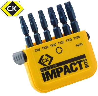 CK Blue Steel 6 Pce 50mm TORX TRX TX Impact Rated 1/4" Screwdriver Bits T4513