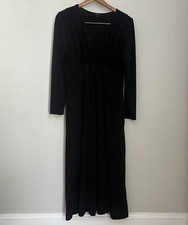 Quince Dress Women's Size Large Black Jersey V-Neck Long Sleeve Midi Soft