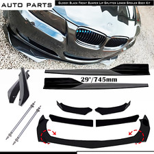 For Bmw Car Front Bumper Lip Spoiler Splitter Side Skirt Gloss Black Body Kit