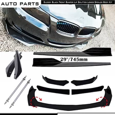 For BMW Car Front Bumper Lip Spoiler Splitter Side Skirt Gloss Black Body Kit
