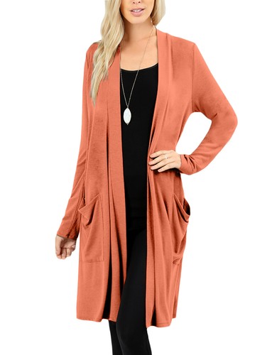 NE PEOPLE Damen Basic Langarm vorne offen lässig Taschen Cardigan NEUJ1440 - Bild 110 von 125
