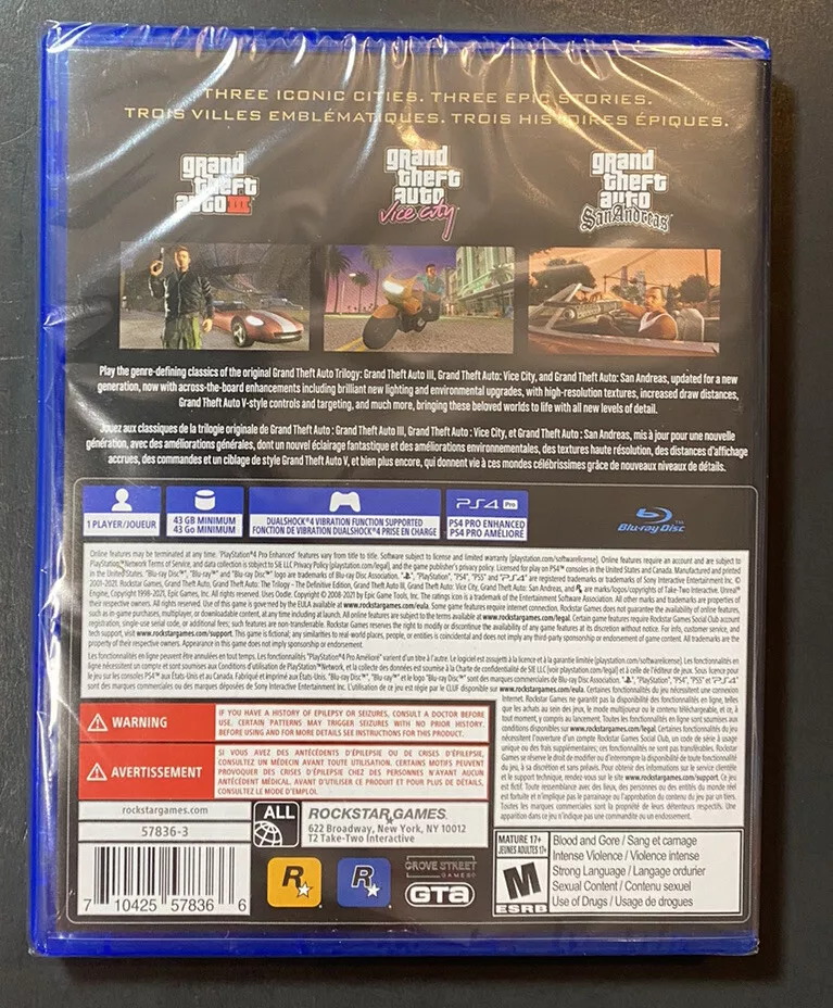 Jogo PS4 Grand Theft Auto: The Trilogy (Definitive Edition