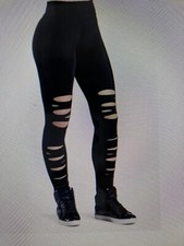 BALERA Dancewear Slashed Front Style: MT10411, Black LEGGINGS, Size Adult SA