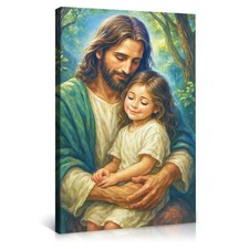 Jesus Hugging Child Religious Wall Art Poster Canvas Prints Decor