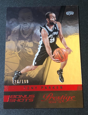 2014-15 Panini Prestige TONY PARKER #43 Bonus Shots Red/199 San Antonio SPURS 🏀