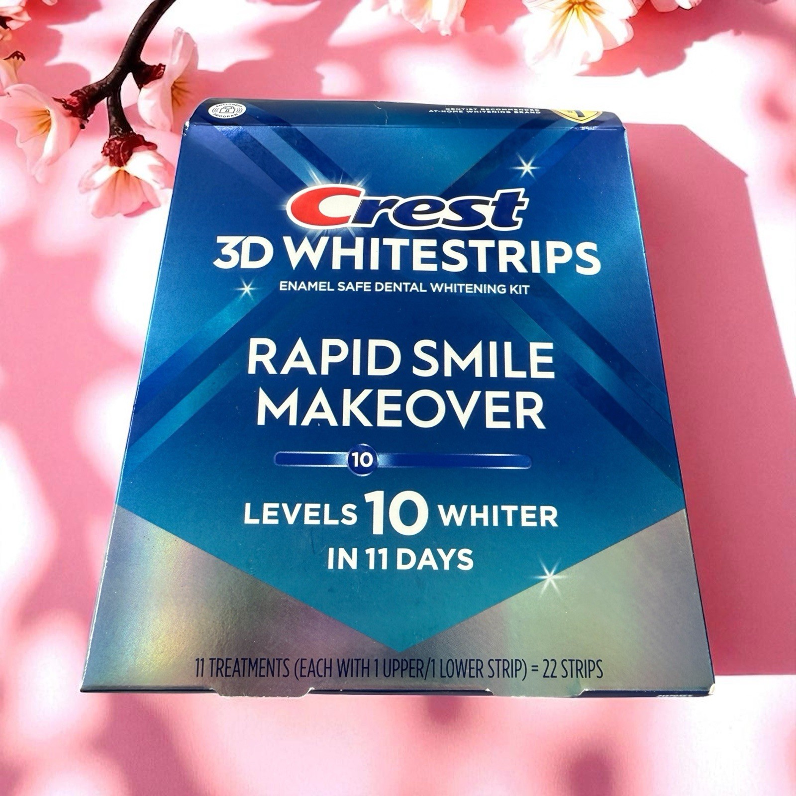 Crest 3D Whitestrips Rapid Smile Makeover  Levels 10 Whiter 22 strips 1/2027 New