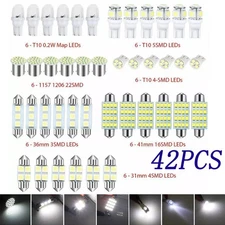 42PC Car Interior White Combo LED Map Dome Door Trunk License Plate Light Bulbs