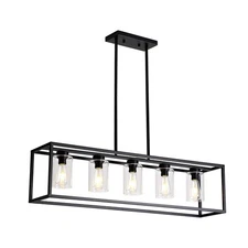 XILICON Dining Room Lighting Fixture Hanging Farmhouse Black 5 Light Modern P...
