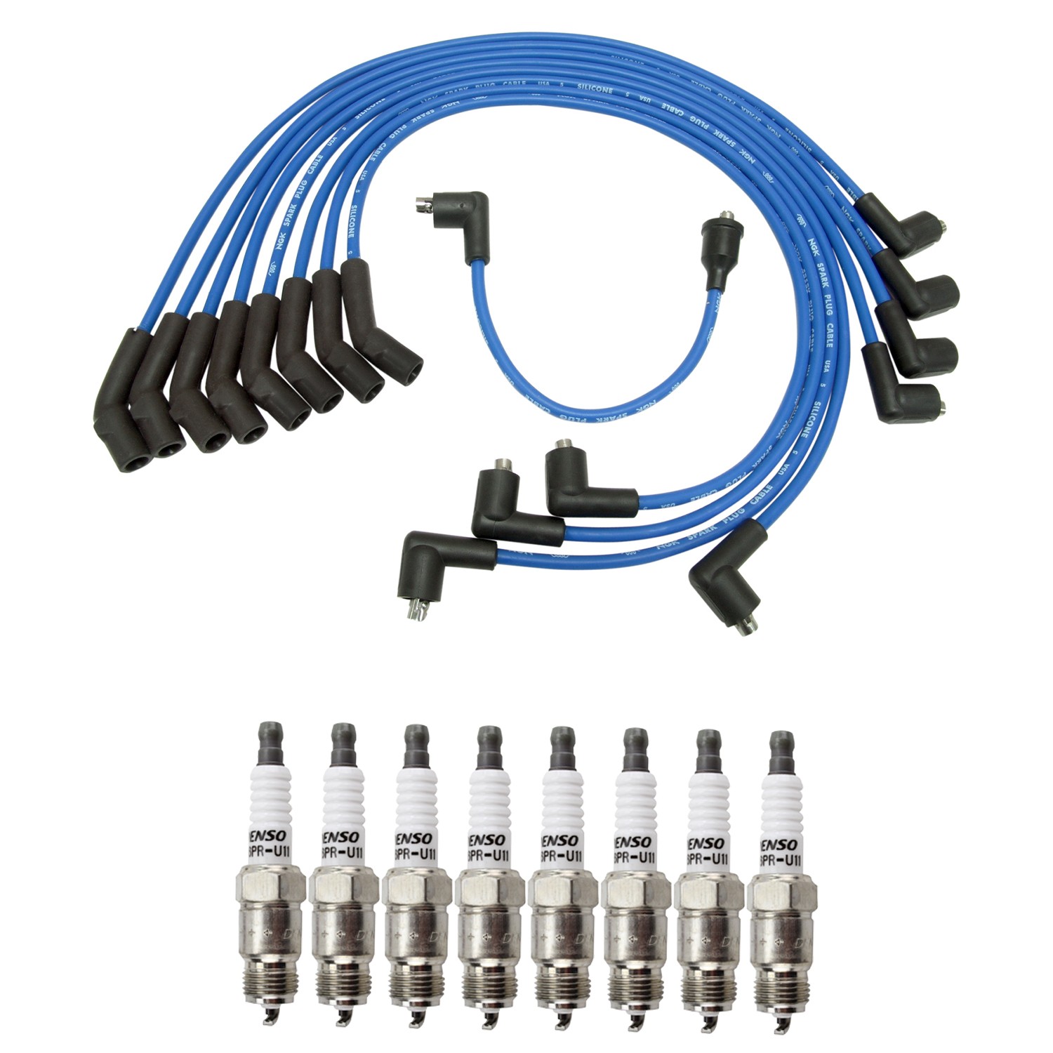 NGK Wire Set  Denso 8 Standard Spark Plugs Kit for Cougar E-Series F-Series V8