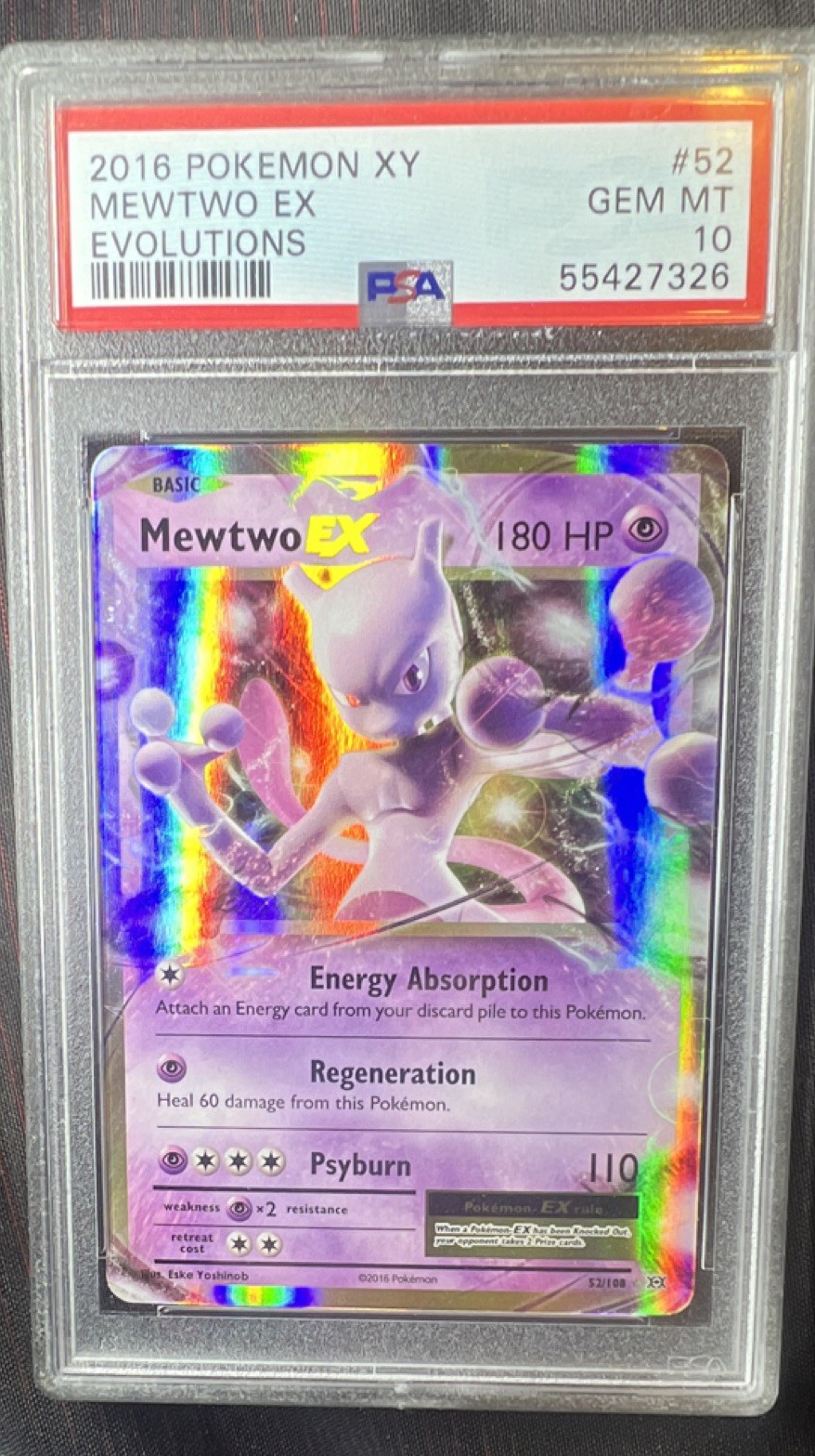 Pokemon TCG 2016 Evolutions Mewtwo EX 52/108 Full Art Holo Ultra Rare PSA 10