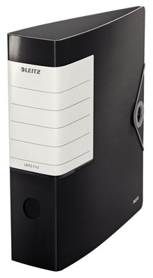 Leitz Lever Arch File, Black, A4, 82mm Width, Elastic Fastening, Light polyfoam,