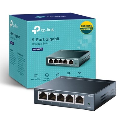 TP-Link TL-SG105 5-Port Gigabit Ethernet Unmanaged Metal Desktop Network Switch