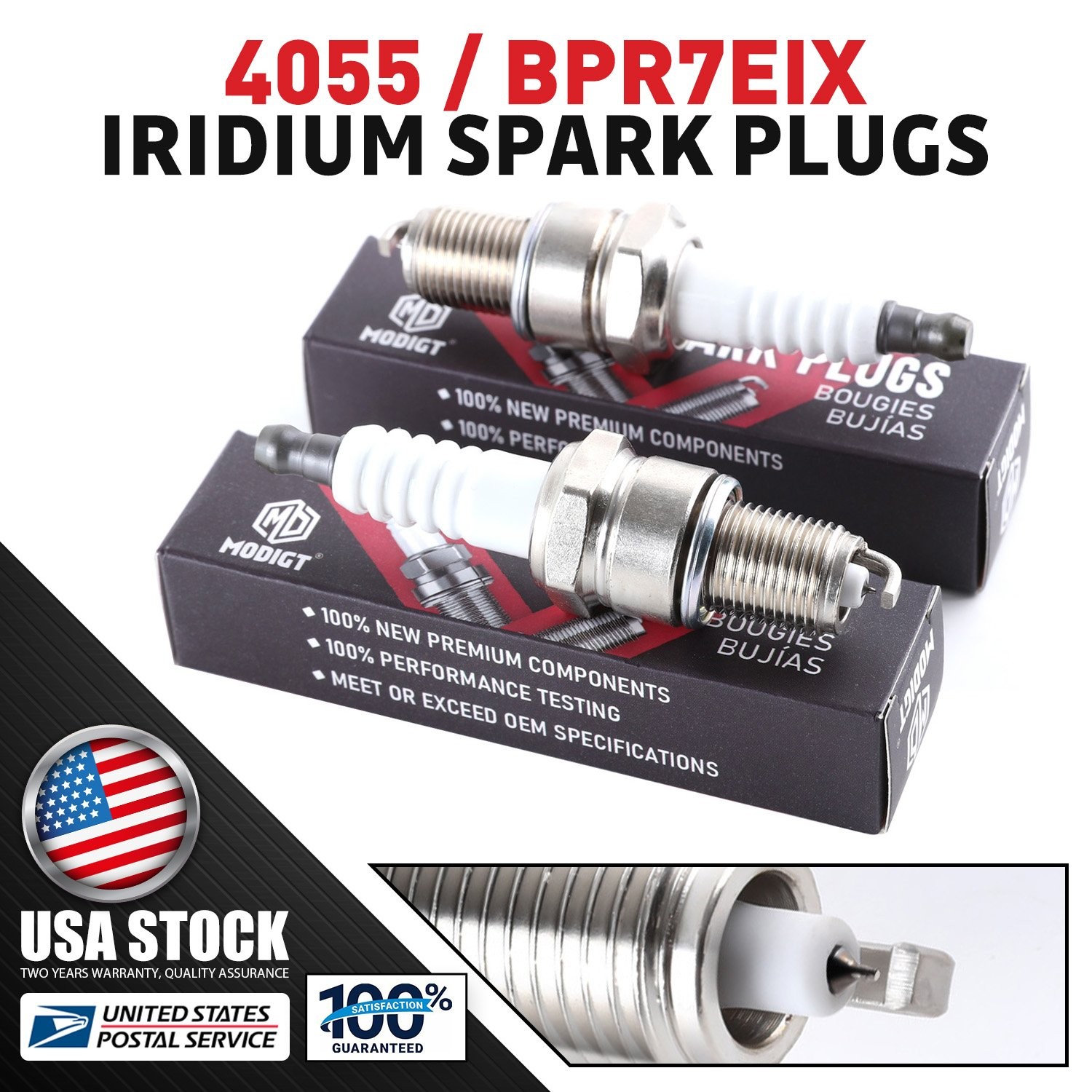 2Pcs For NGK 4055 BPR7EIX Iridium IX Spark Plugs For XS62DP XS62 WR5DS W5DPX rx
