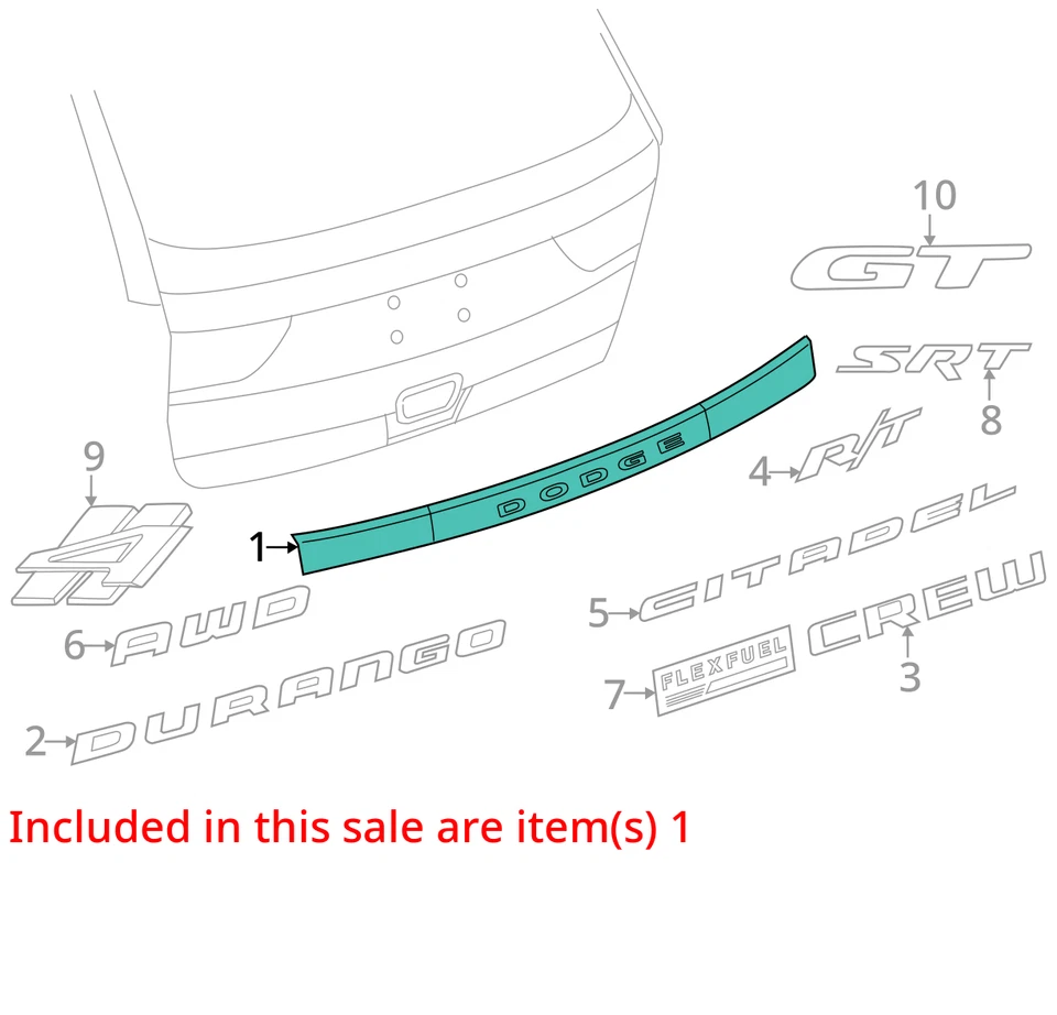 FITS 2011-2013 DODGE DURANGO LICENSE LAMP APPLIQUE 1WJ72CDMAA -  NEW OEM - Image 3 of 4