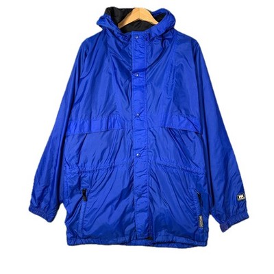 Helly Hansen Mens Waterproof Rain Jacket M Blue Hooded Anorak Outdoor