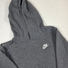 Nike Boys Sportswear Club Fleece Hoodie Charcoal Grey Pullover Sweatshirt L