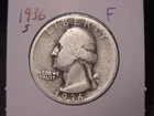 1936-S WASHINGTON QUARTER F BETTER DATE FREE SHIPPING