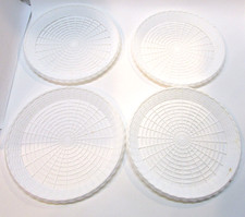 Set Four Vintage 1990's Rigid White Plastic 9.5" dia 4 Paper Plate Holders