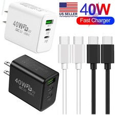 40W USB C PD Wall Charger, Dual Ports Fast Charging Block QC 3.0 Power Adapter