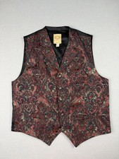 Vintage Wah Maker Vest Mens M Red Frontier Floral Paisley Western USA