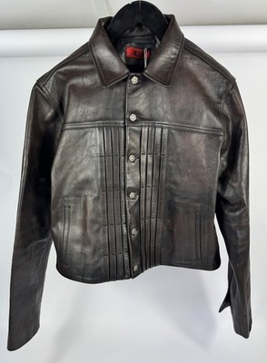 424 - Trucker Rub Off Leather Jacket Size: M