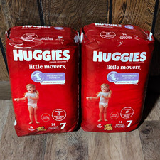 Huggies Little Movers Basic Diapers Size 7, 14 Count, 41 lbs, White