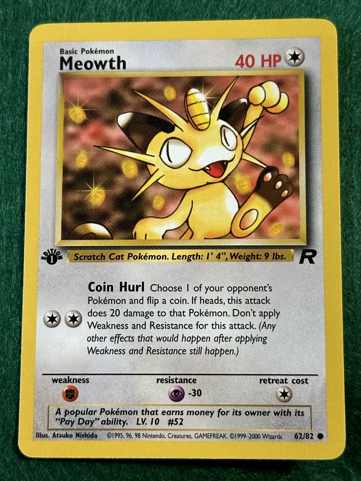 Meowth 62/82 1st Edition Team Rocket Regular NM