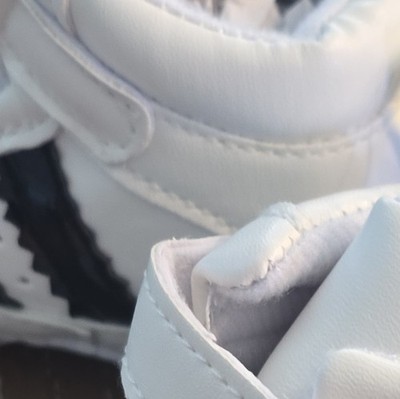 Unisex Baby Sneaker Shoes White Black Synthetic Hook & Loop Lightweight Casual