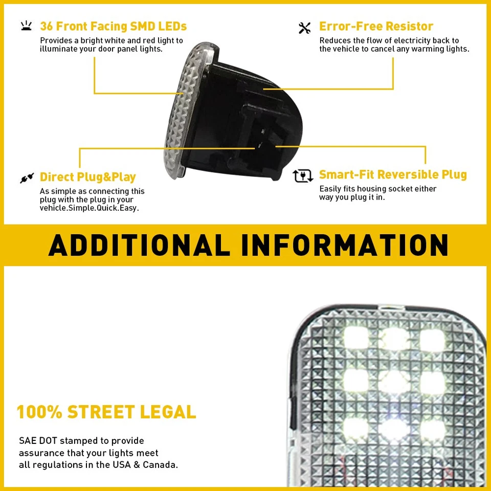 Luz LED de cortesía de puerta 4 piezas para Chevy Silverado Suburban Tahoe GMC Sierra Yukon Foto 4 de 4