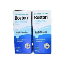 (2) Boston ORIGINAL Cleaner Gentle Cleaning Bausch + Lomb 1 Fl Oz EXP 2/26