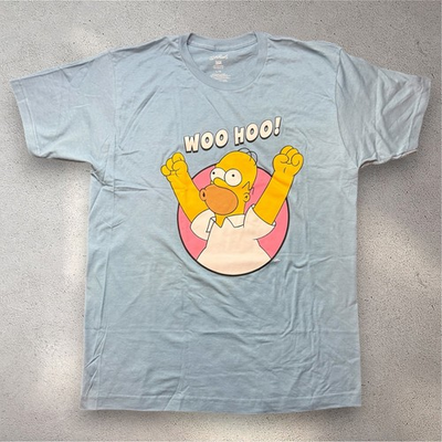 #ad The Simpsons Homer Simpson Woo Hoo Graphic T Shirt Blue Mens Large $18.00