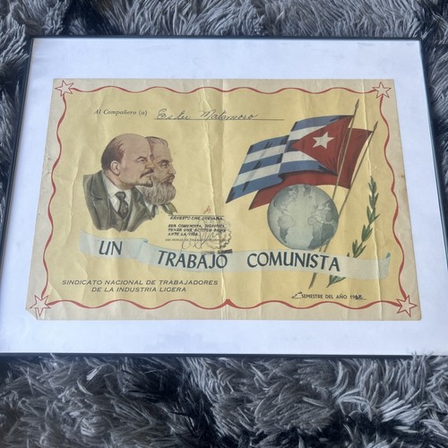 1962 Communist Work Permit Signed By Ernesto Che Guevara ‘Che’ Autograph Framed
