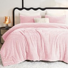 Fluffy Size Comforter Set - Super Soft Faux Fur Comforter Size, King Pink