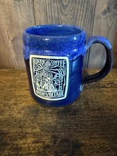 Dennen Pottery Bones Coffee Chocolate Stoneware Mug Cobalt Blue