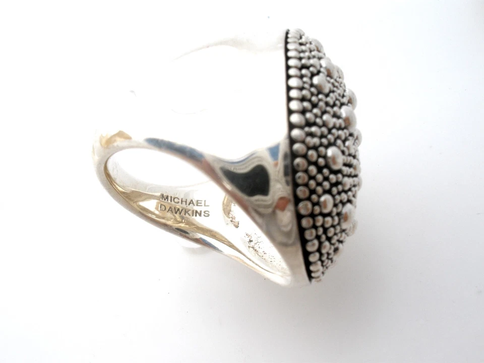 Anillo Michael Dawkins Noche Estrellada Grande Cúpula Plata Esterlina Talla 6 Declaración Foto 4 de 4
