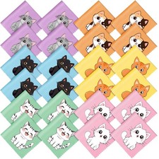24 Pack Microfiber Cleaning Cloth Cute Animal Eyeglass Clean Cloths Lens Wipe...