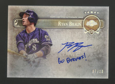 2013 TOPPS FIVE STARS  RYAN BRAUN AUTOGRAPH INSCRIPTION *GO BREWERS* #ED 07/10