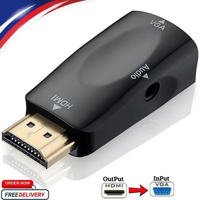 VGA INPUT to HDMI OUTPUT Video Audio Converter Cable Adapter 1080 for TV PC DVD