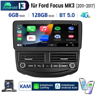 12.3'' Autoradio Carplay Android 13 Für Ford Focus MK3 11- 2017 WIFI GPS Nav +KAM