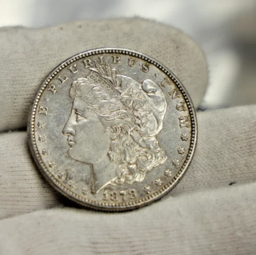 1878 S US Morgan Silver Dollar $1 AU (Cleaned)