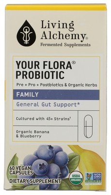 Living Alchemy Your Flora Probiotic Family General Gut Support 60 Vegan