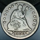 1853 Seated Liberty Quarter 25C RAYS ARROWS Ungraded 90% Silver US Coin CC29581