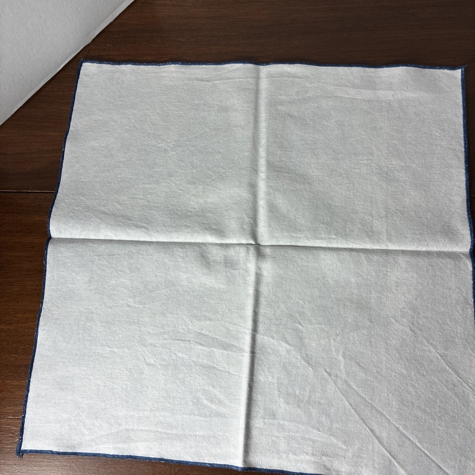 Juego de 5 servilletas de algodón Toile blancas y azules 16,75x 17,25 Foto 4 de 4