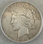 1922 Silver Peace Dollar Coin Ungraded Circulated Nice Gold Tone Patina