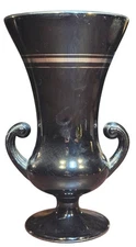 Tiffin Art Deco Black Amethyst Art Glass Two Handled Vase with Gold Trim Colored