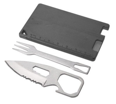 6 in 1 Multifunktionswerkzeug  Messer/Gabel   Minibesteck im Kreditkartenformat