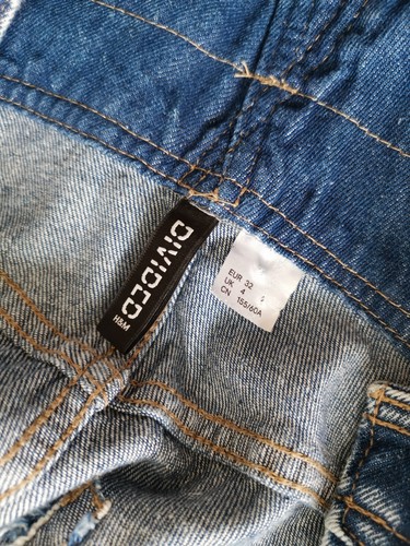 DIVIDED By H&M 100% Cotton Blue Denim Dungaree Short Skirt Size 4 - Picture 15 of 18