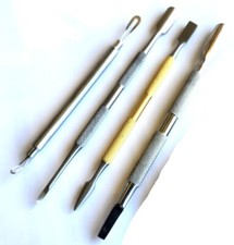 4pcs Beauty Nail Care Cuticle Pusher Spoon Trimmer Steel File Manicure Pedicure