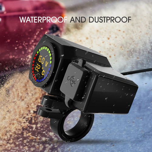 Motorcycle Cell Phone GPS Handlebar Mirror Mount Holder USB PD Type C Charger - Photo 9 sur 12
